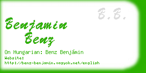 benjamin benz business card